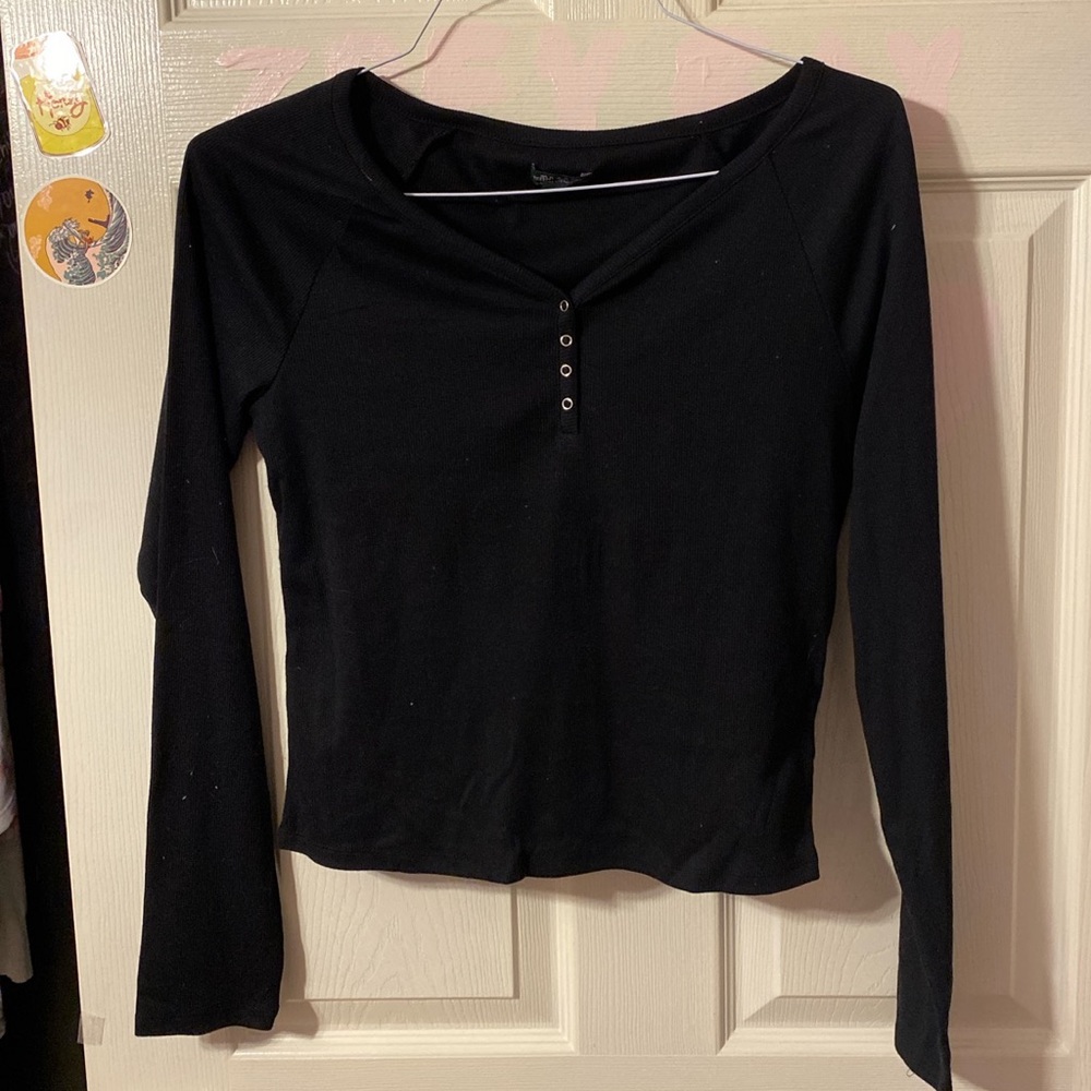 Black shirt with silver buttons